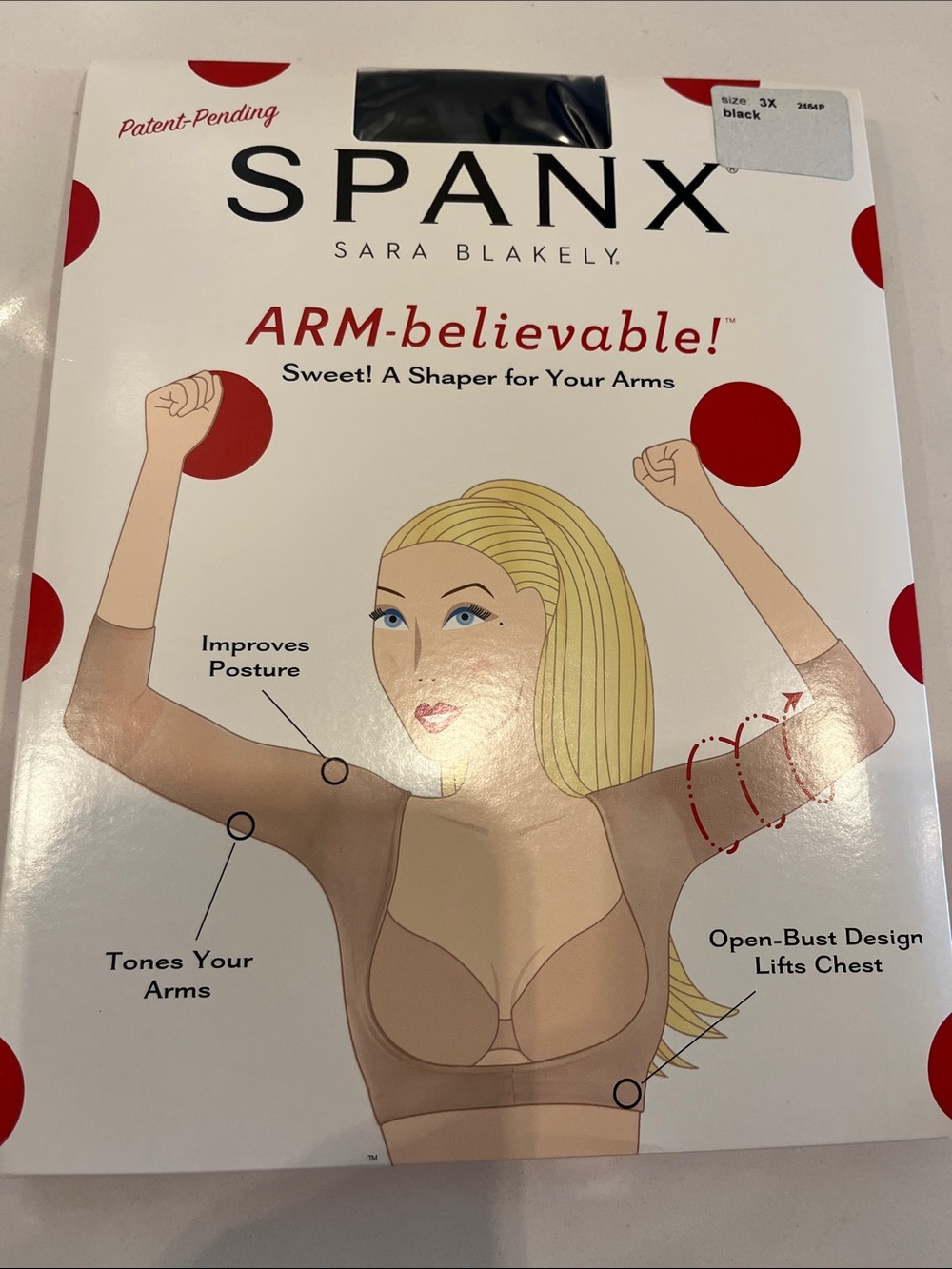 SPANX Arm Chest Back Shaper Sleeves in Black 3X